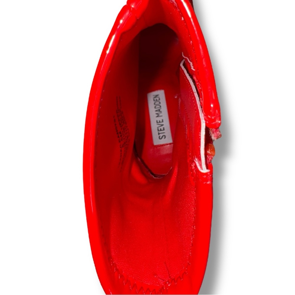 Steve Madden LEANA 6.5 Red Patent Zip Up Sock Booties Squared Toe NIB - Picture 9 of 12